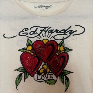 Y2K Ed Hardy Red Heart Love Tee